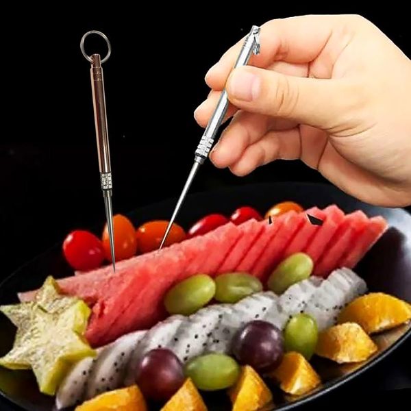 

forks creativity toothpick alloy fruit fork portable detachable tooth cleaning accessory outdoor camping tool