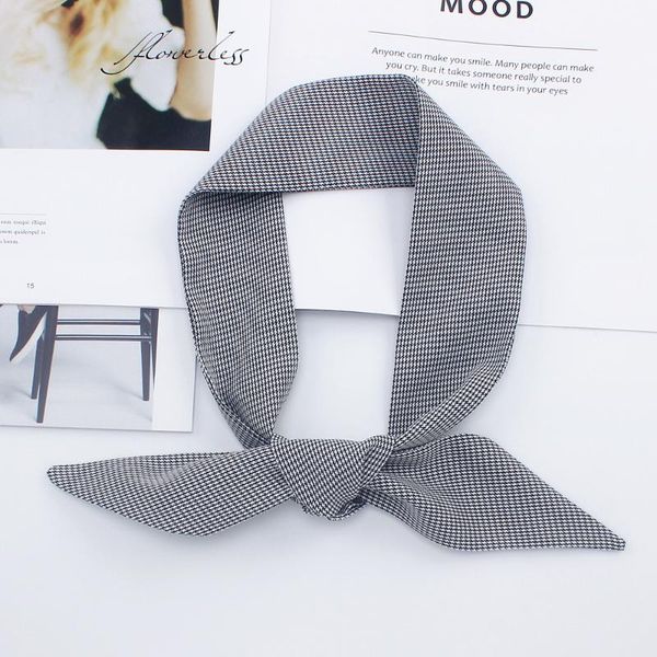 

scarves small silk scarf spring fashion simple and versatile plaid color matching headband tie bag head office decoration, Blue;gray