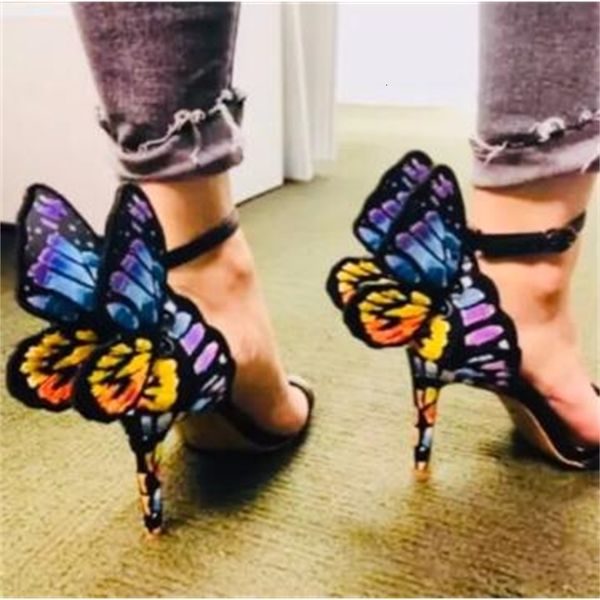 

sandals design quality women butterfly high heels exquisite beautiful wing female banquet paty dress shoes 97w9, Black