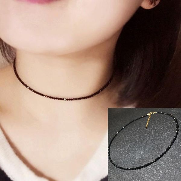 

fashion simple black beads short necklace female jewelry women choker necklaces bijoux femme ladies party chokers, Golden;silver