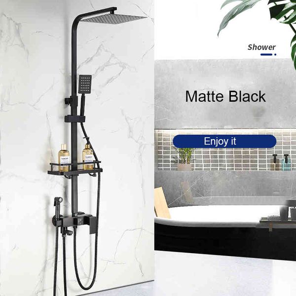 

other faucets, showers & accs matte black shower faucet set rainfall all metal bathtub mixer tap 4-way with bidet sta