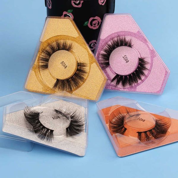 

3d faux mink eyelashes wholesale 10 pairs natural long false eye lash fluffy soft lashes with diamond shape box