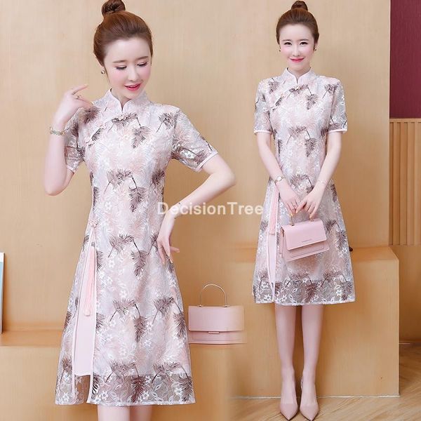 

chinese dress national cheongsam satin vintage costume elegant oriental women dresses qipao party ethnic clothing, Red