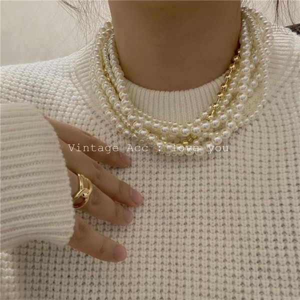 

fresh water pearl necklace for woman chokers, Golden;silver