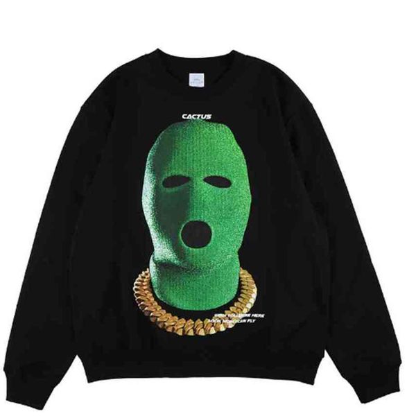 

cactus jack men's women's hoodie, travis scott, mom can fly, 2021, gold necklace, printed sweater and green mask, Black