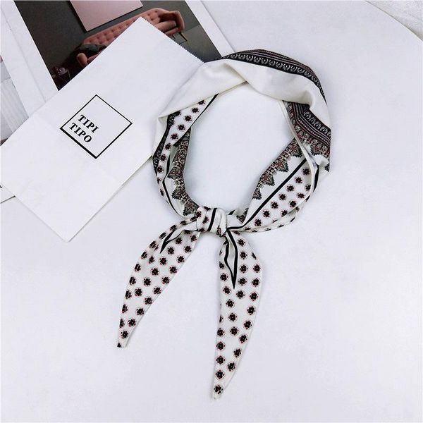 

scarves women summer silk scarf solid color neckerchief small triangle hair wraps, Blue;gray