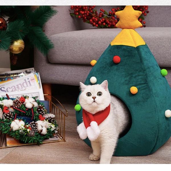 

cat beds & furniture lovely christmas tree warm bed house winter summer pet dog nest round small home mats supplies