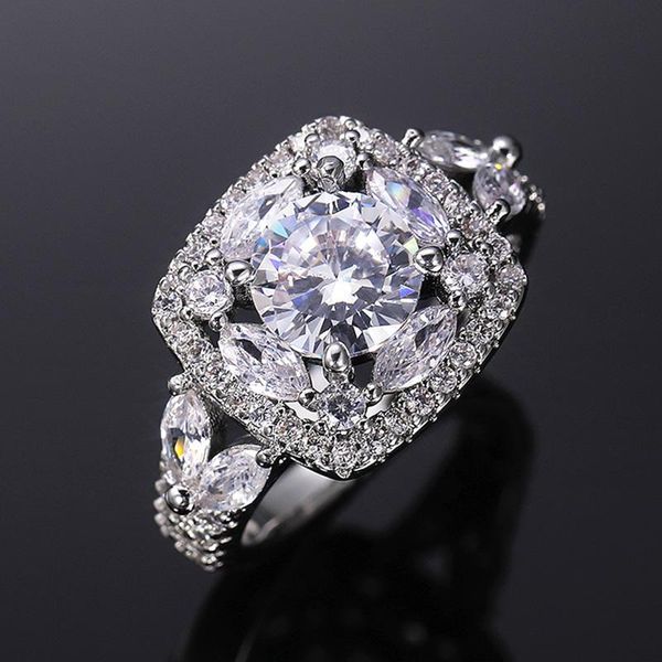 

wedding rings huitan 2021 trend women eternity with brilliant cubic zirconia gorgeous marriage engagement party female jewelry, Slivery;golden