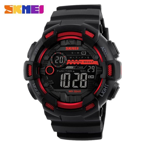 

wristwatches skmei mens outdoor sport watch multifunction 5bar waterproof pu strap led display watches chrono digital reloj hombre 1243, Slivery;brown