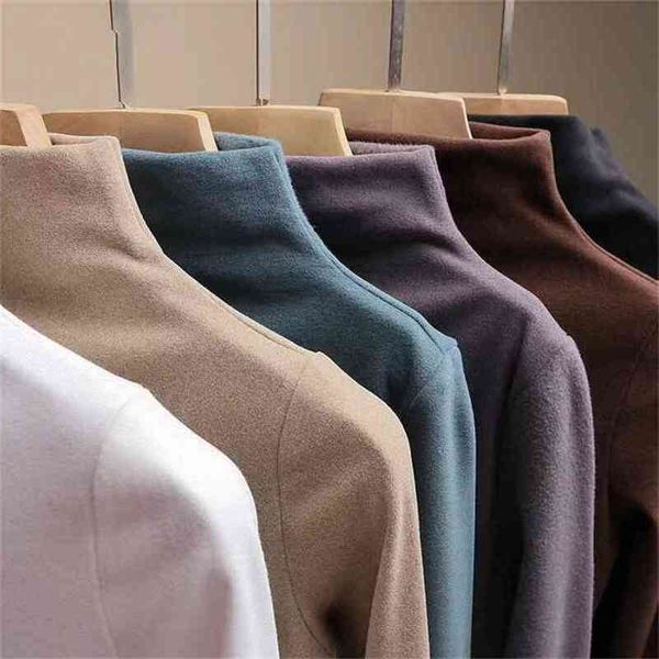 

thickened brushed warm solid color half-high collar long-sleeved bottoming shirt women's slim wild jacket women 210427, Black;gray