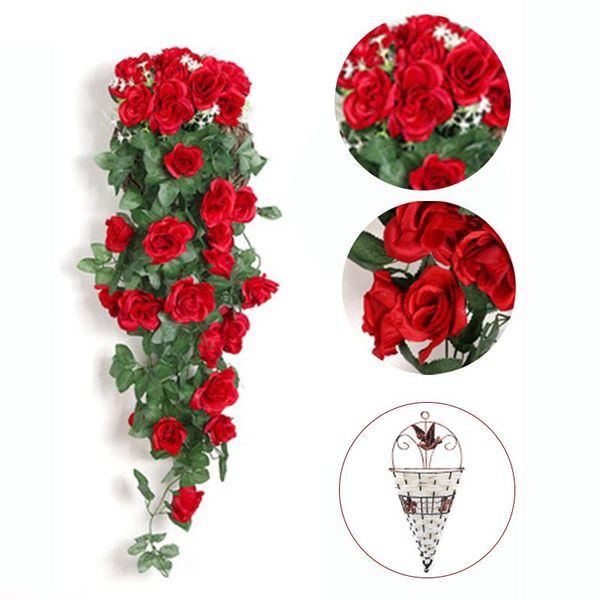 

decorative flowers & wreaths 90cm artificial flower rattan silk rose vine hanging for wedding party decor wreath home fake garland