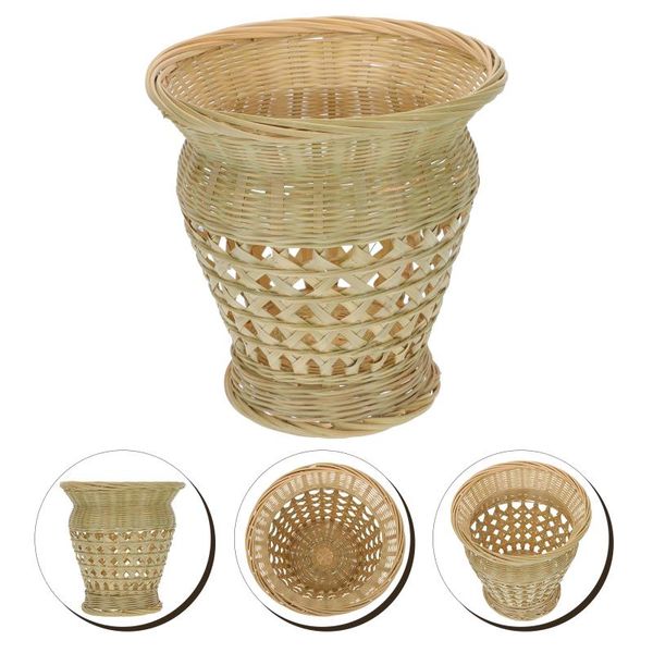 

vases 1pc household small bamboo basket woven flower vase home storage