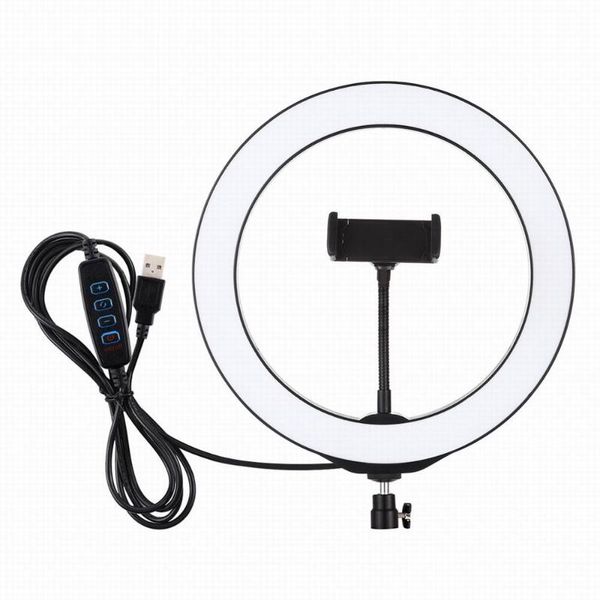 

flash heads selfie ring light with phone holder 360-degree rotatable ball head stabilizer dimmable usb for pography streaming