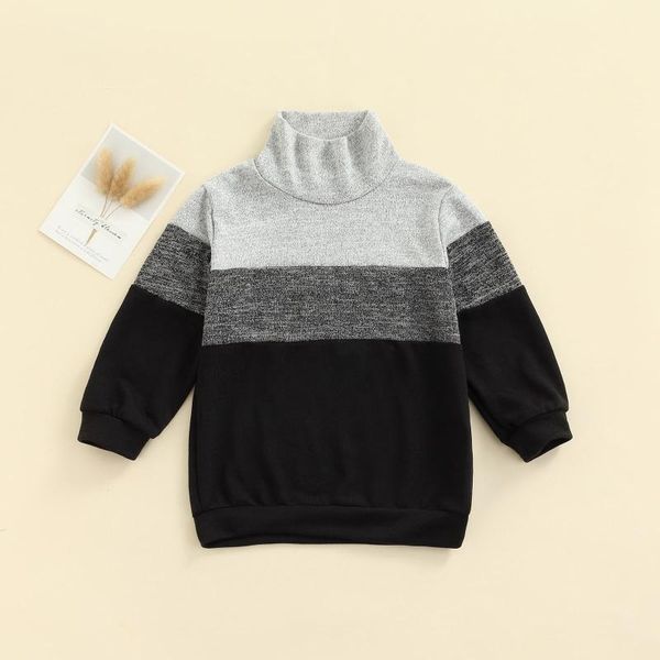 

hoodies & sweatshirts focusnorm 2-7y autumn casual kids boys sweatshirt turtleneck long sleeve pullover color patchwork outwears, Black