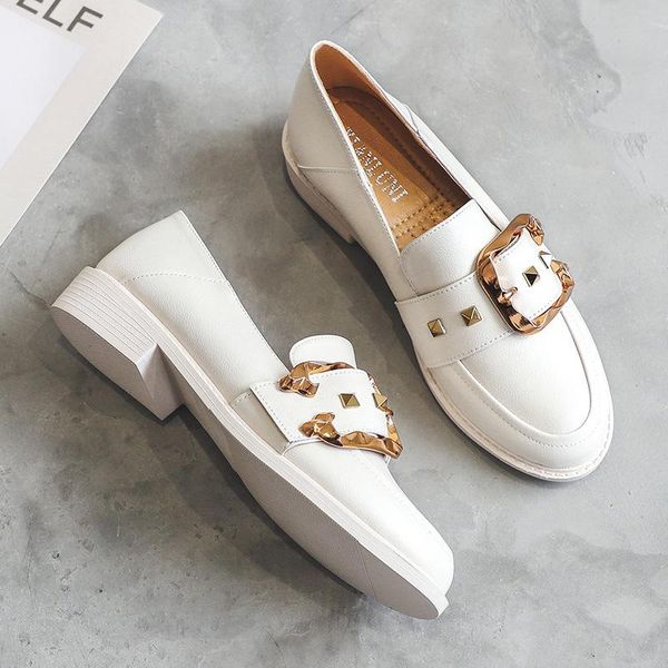 

dress shoes 2021 fashion spring women white split leather short heels pumps casual loafers, Black
