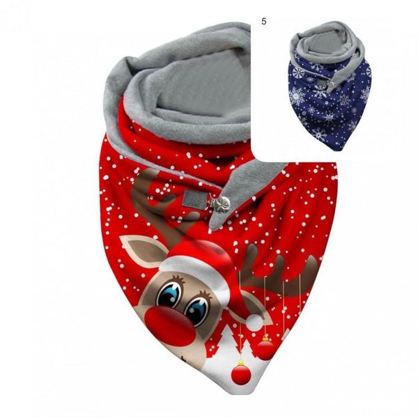

scarves cute elk print plush scarf cartoon triangle snowflakes for christmas, Blue;gray