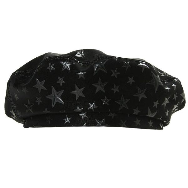 

berets beret women's leather star fashion young show autumn and winter pentagram black soft trend hat sheepskin print, Blue;gray