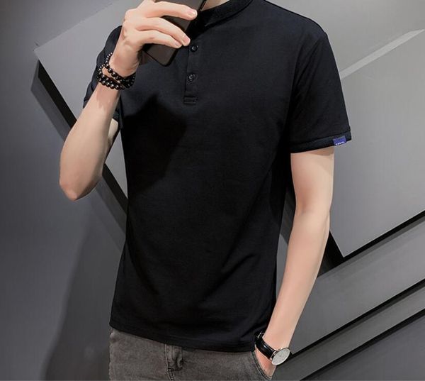 

men's polos 2021 summer shirt men cotton short sleeve, White;black