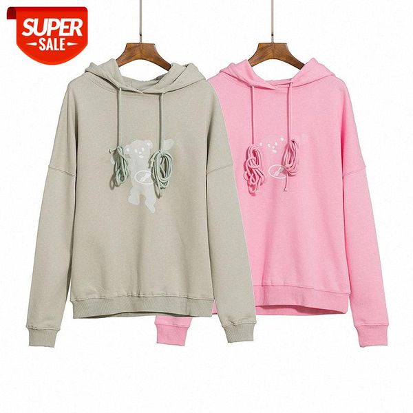 

we11 dancing bear all-match loose-fitting hooded sweater cross-border #c77a, Black