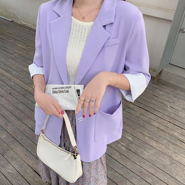 

women's suits & blazers fitaylor spring autumn women fashion solid color buttons loose coats office lady notched half sleeve single bre, White;black