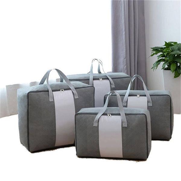 

storage bags non-woven luggage organizing bag clothing quilt cabinet container travel finishing dust with transparent window