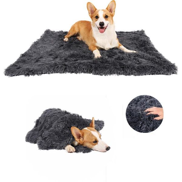 

kennels & pens soft pet dog blanket long plush mat warm double layer fluffy deep sleeping cover for small medium large dogs&cats