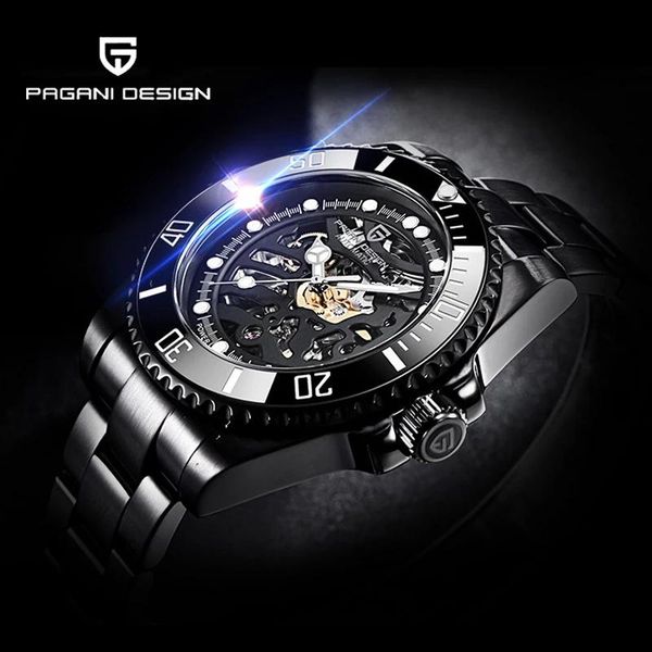

wristwatches pagani design automatic men's watch sapphire glass mechanical fashion stainless steel waterproof, Slivery;brown