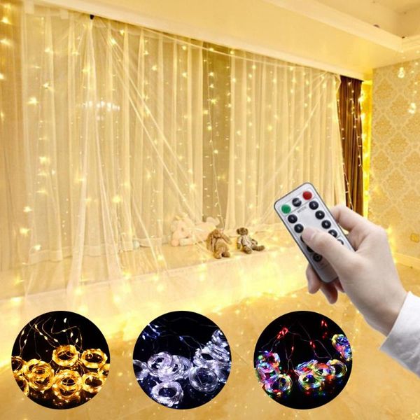 

strings 3x3 led remote control curtain string lights christmas garland fairy for home/bedroom decoration outdoor holiday