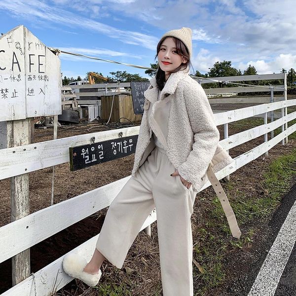 

women's down & parkas will the particles veet lambs wool fur cotton-padded clothes jacket coat short ladies mosr, Black