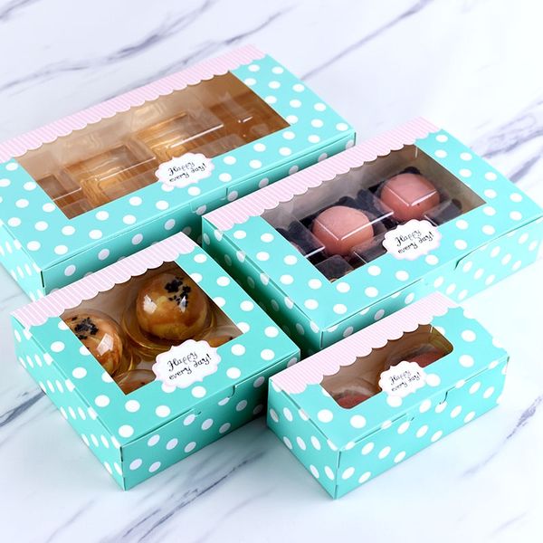 

30pcs/lot kraft paper clear window cake box wedding dessert cupcake box blue chocolate muffin biscuits cookie packaging boxes