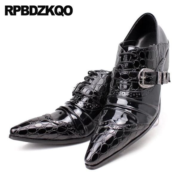 

dress shoes snakeskin alligator office men metal crocodile monk strap large size high heel black 46 oxfords snake