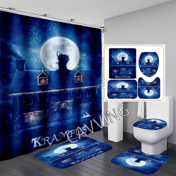 

shower curtains cavving 3d print krampus movie curtain waterproof bathroom anti-slip bath mat set toilet rugs carpet home decor
