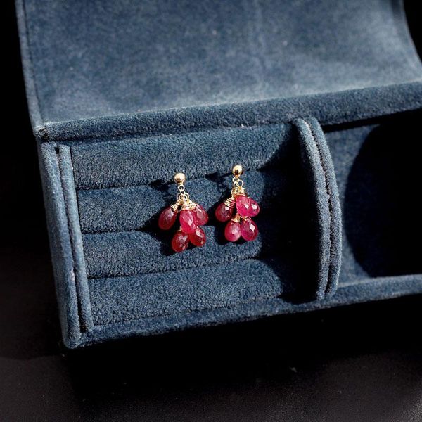 

dangle & chandelier daimi ruby earrings female simple send girlfriend 18k gold genuine gemstones, Silver