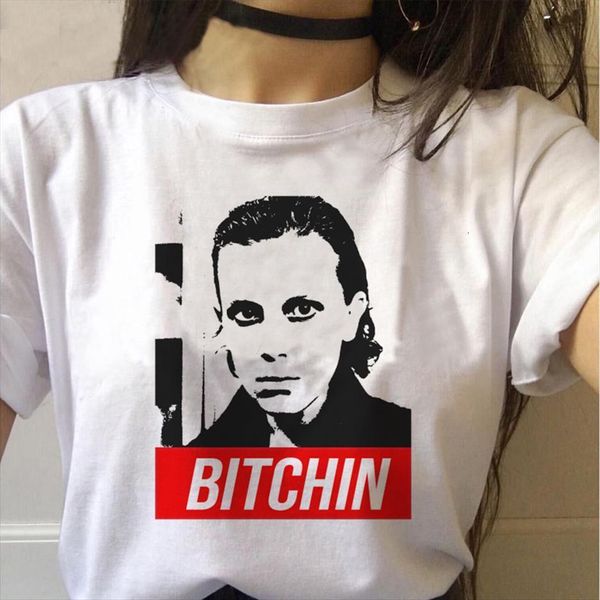 

stranger things 3 upside womens t shirts down graphic grunge femme tee woman clothing, White