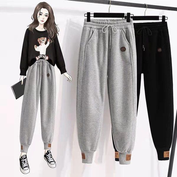 

women's pants & capris cotton harem women casual loose korean style sweatpants spring autumn fashion trousers femme cargo, Black;white