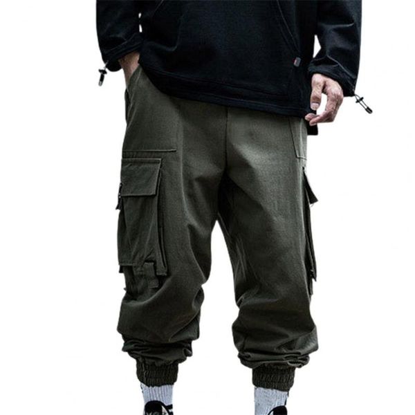 

men's pants fashionable men hip-hop style young cargo buckle waist spring male trousers, Black