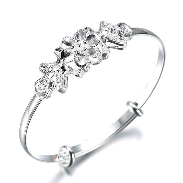 Moda 925 timbro argento colore donna braccialetto fiore regolabile braccialetto fortunato gioielli damigella d'onore fascino Natale