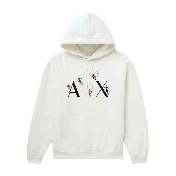

2021 luxury brand ax print mens streetwear 2021 male casual solid color hip hop harajuku hoodi high street sweatshirts, Black