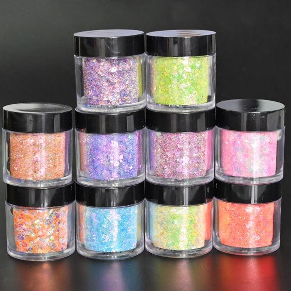 

nail glitter 3g/pack powder mix size gradient mermaid hexagon sequins 10 colors polish makeup manicure flakes decoration vi-yj6, Silver;gold