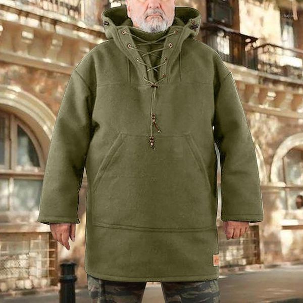 

men's hoodies & sweatshirts men hooded sweatshirt loose coat zipper hoodie lashing crossed clothing casual warm streetwear male fashion, Black
