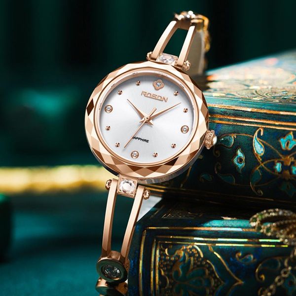 

wristwatches rosdn japan quartz movement woman's watch waterproof diamond 7 mm ultra-thin sapphire tungsten steel r3707, Slivery;brown