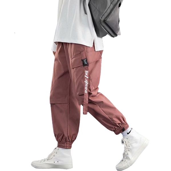 

men's pants streetwear multi pockets cargo harem hip hop casual male track joggers trousers harajuku men sq0v, Black