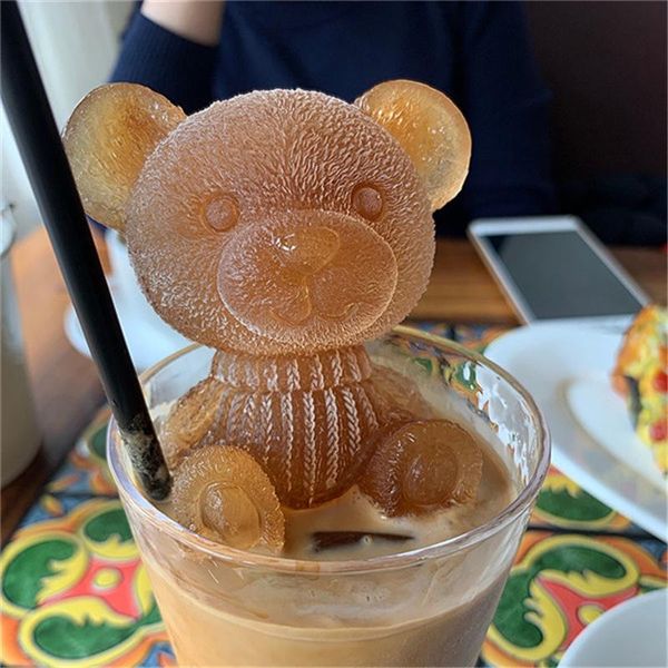 

baking moulds silicone cute animal little bear ice cube mold cream tool whiskey wine cocktail for drink coffee decor