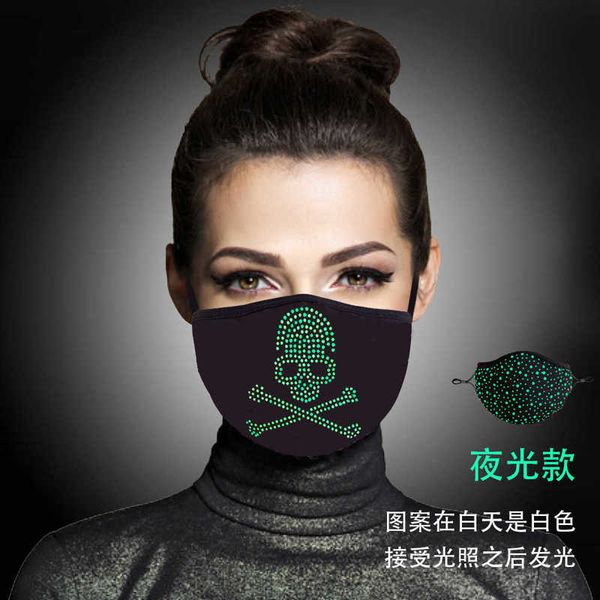 

2021 luminous drill party skeleton black washable mask