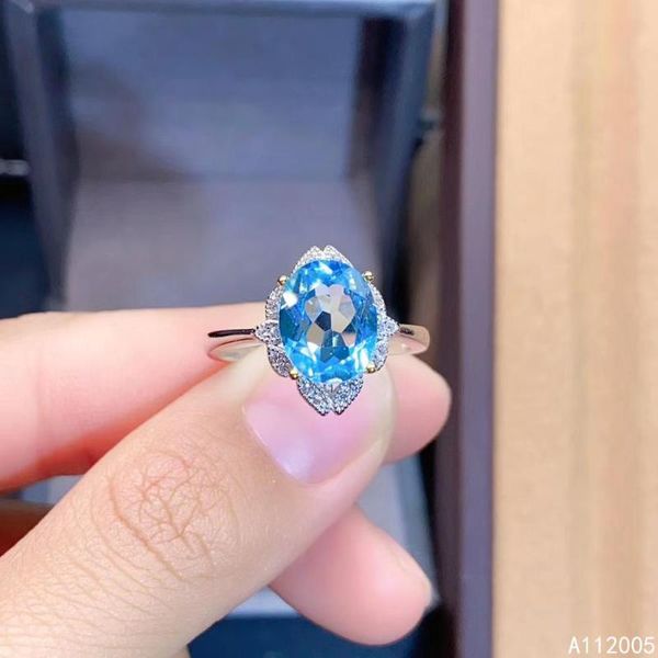 

cluster rings kjjeaxcmy fine jewelry 925 sterling silver inlaid natural blue z gemstone female ring fashion support test selling, Golden;silver