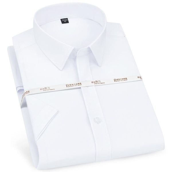 

men's casual shirts summer short sleeve stretch dress pocket-less design standard-fit formal business wrinkle resistant basic shirt l6o, White;black