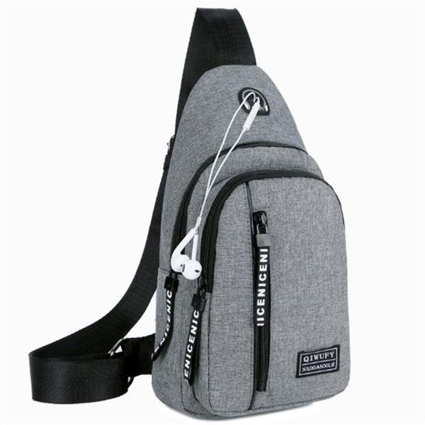 

backpack men nylon chest bag with usb charge small man leisure waterproof oxford cloth multifunction shoulder