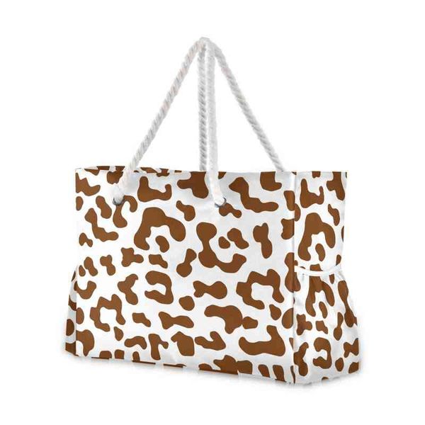 

shopping bag, women's leopard handbag, shopping bag, environmental friendly nylon, foldable, reusable, fabric, beach, 220310