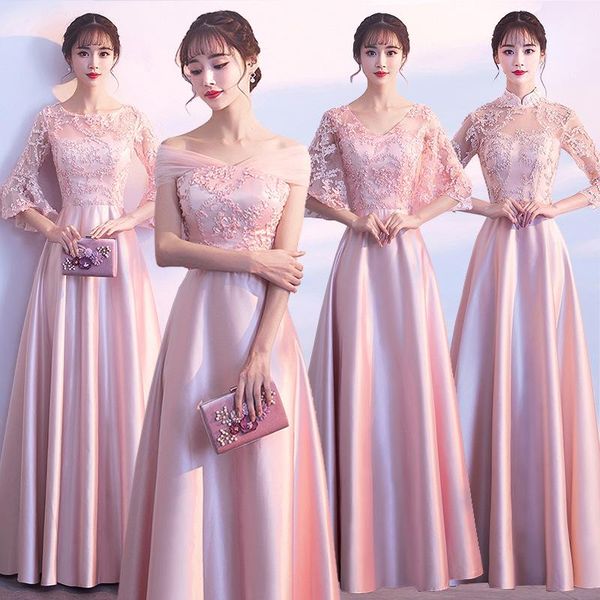 

casual dresses fashion long party dress wedding banquet sleeve chinese style mandarin collar elegant gown vestido xs-xxl, Black;gray