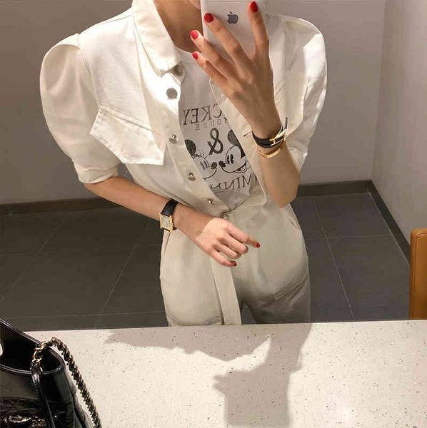 

women's jumpsuits & rompers denim women romper long sleeve belt pink/white summer jeans female streetwear overalls 4ifw, Black;white